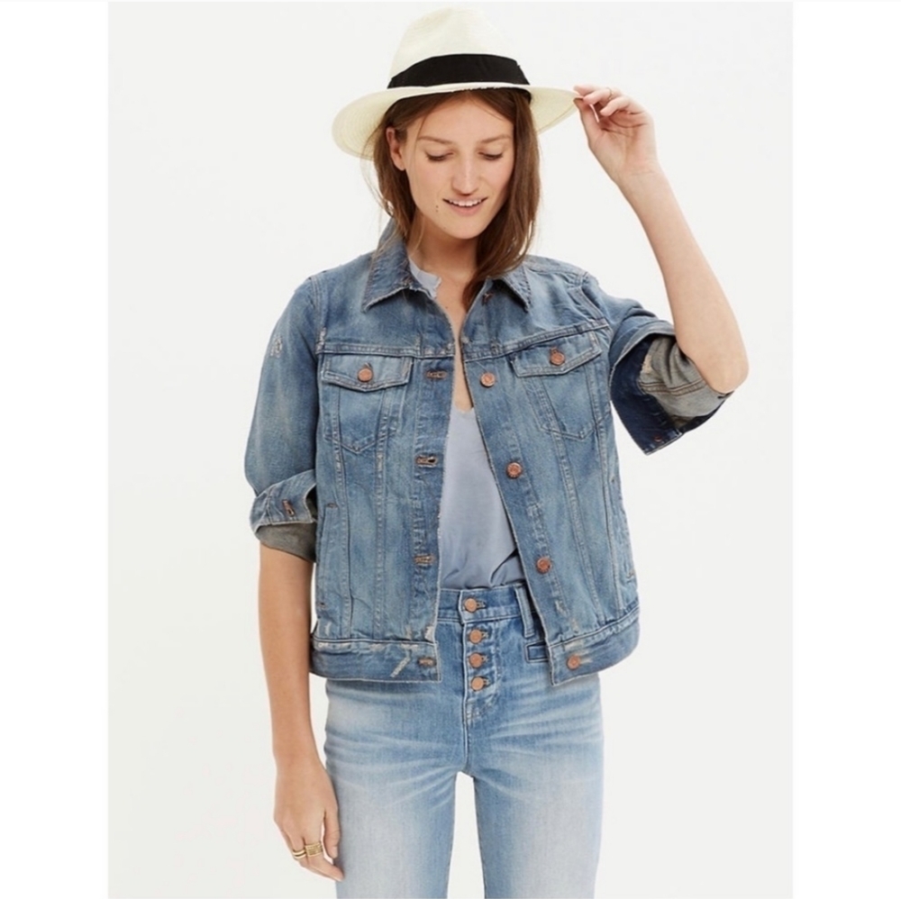 Madewell Ellery Wash Ripped Distressed Denim Jeans Jacket